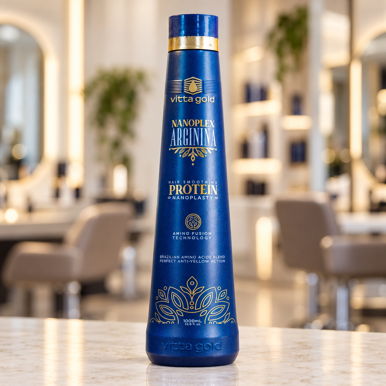 Nanoplex Arginina Nanoplastia Protein 1L bottle on a salon counter