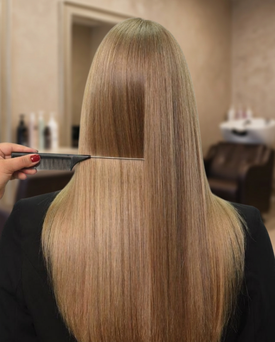 After — Blonde and dry hair