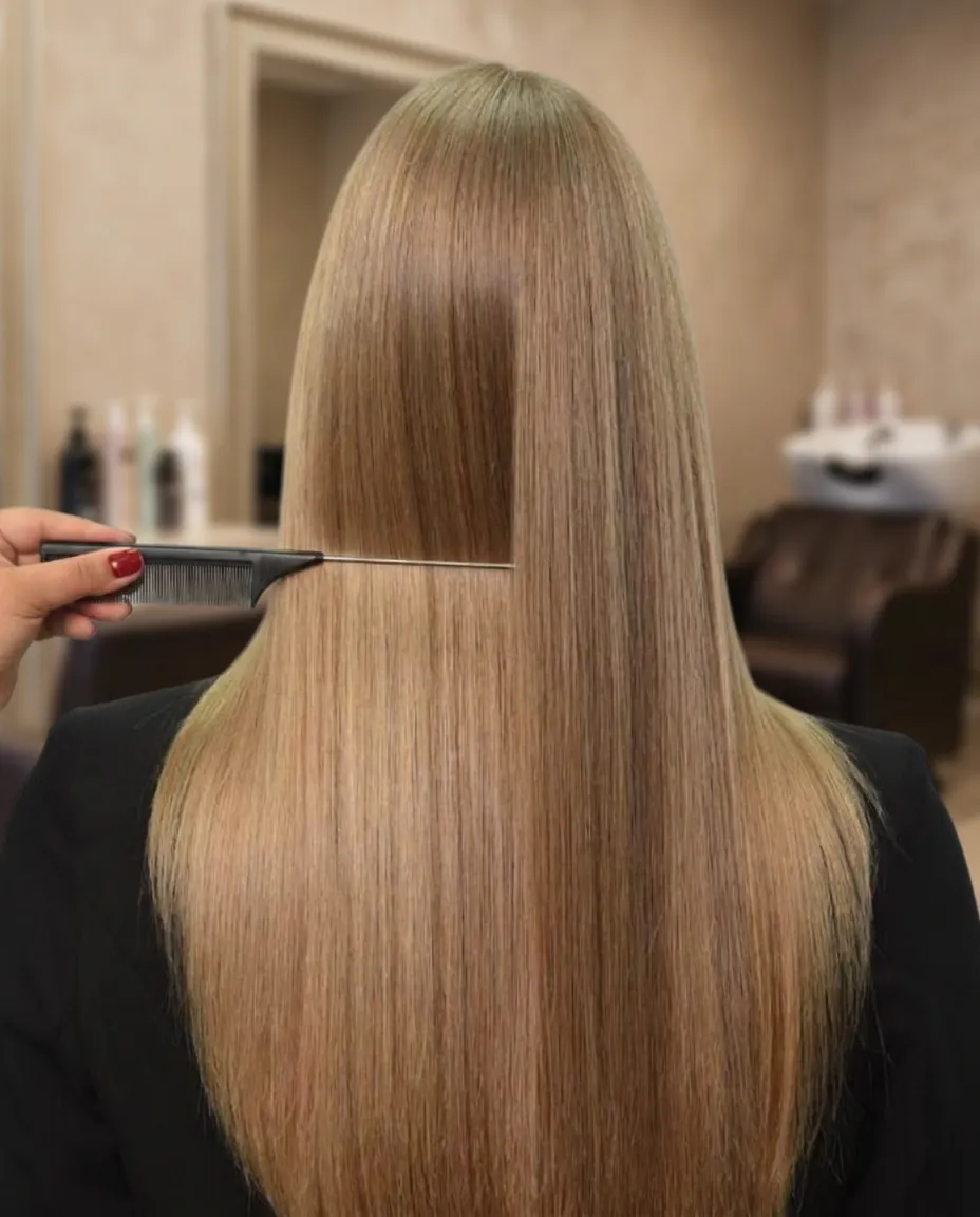 After — Blonde and dry hair