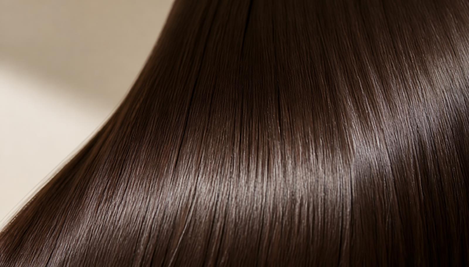 Smooth straight hair being brushed at home with sulphate-free care products