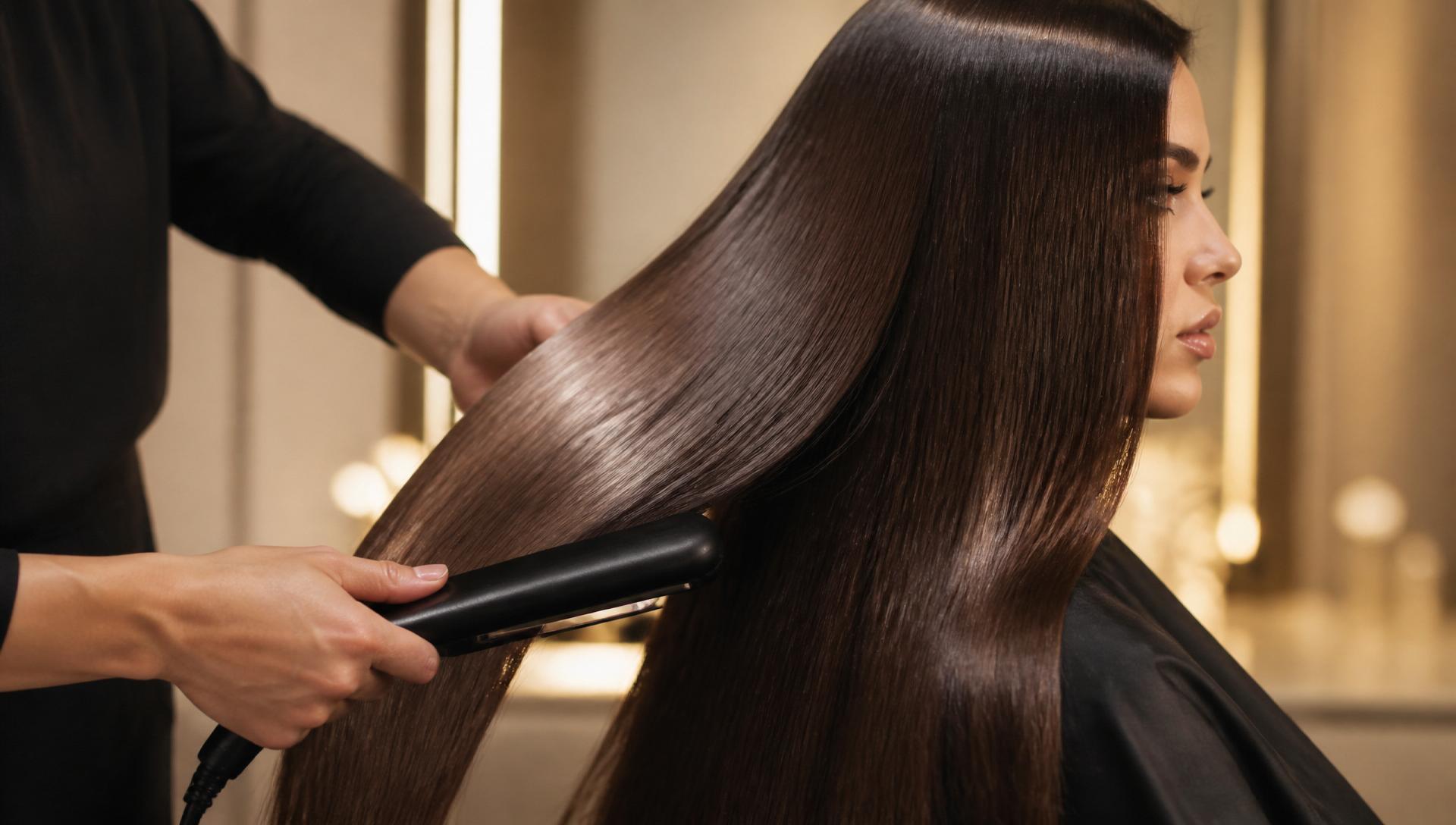 Professional Nanoplastia result: smooth, glossy hair with natural movement